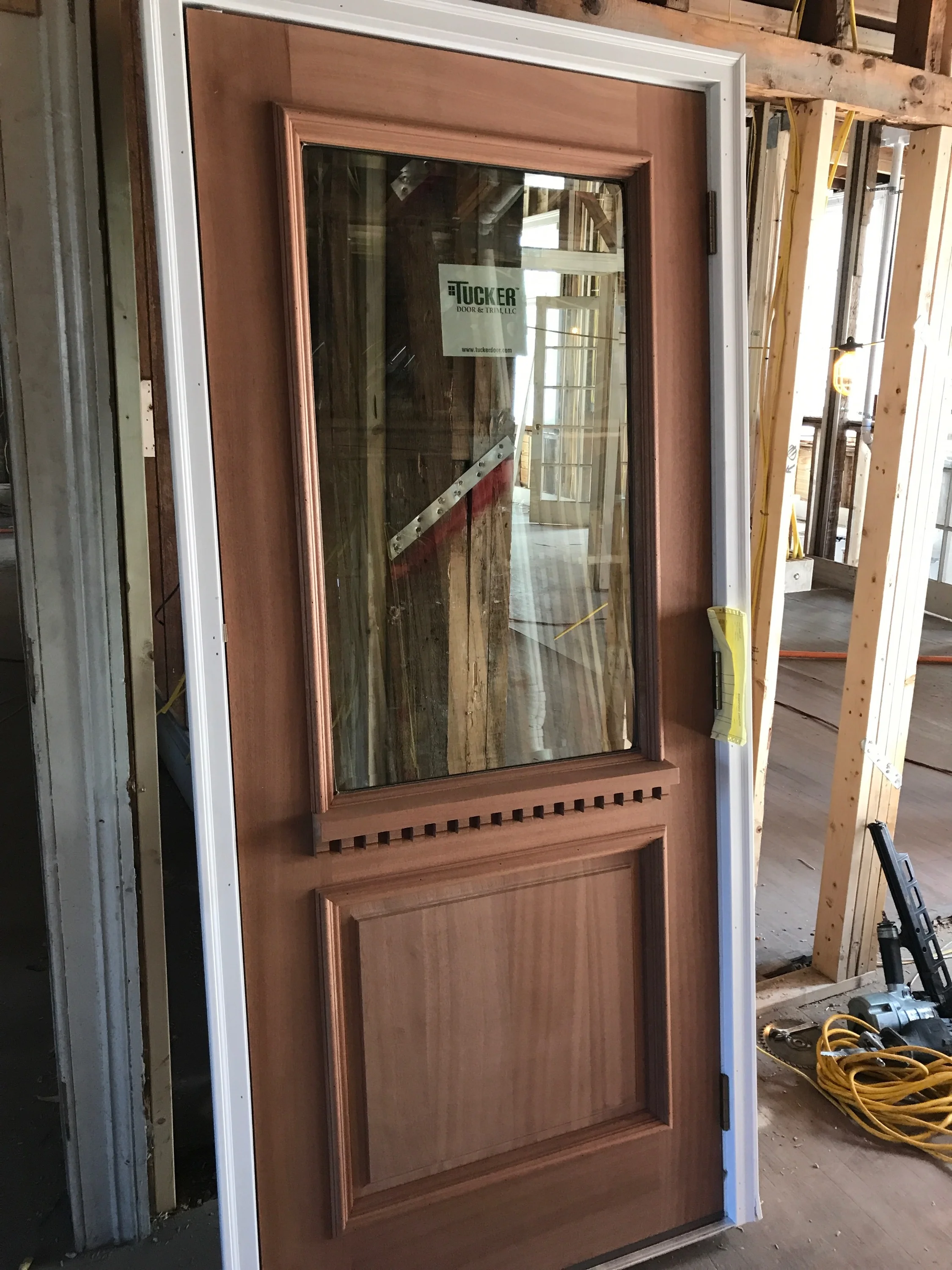 The exterior face of the doors