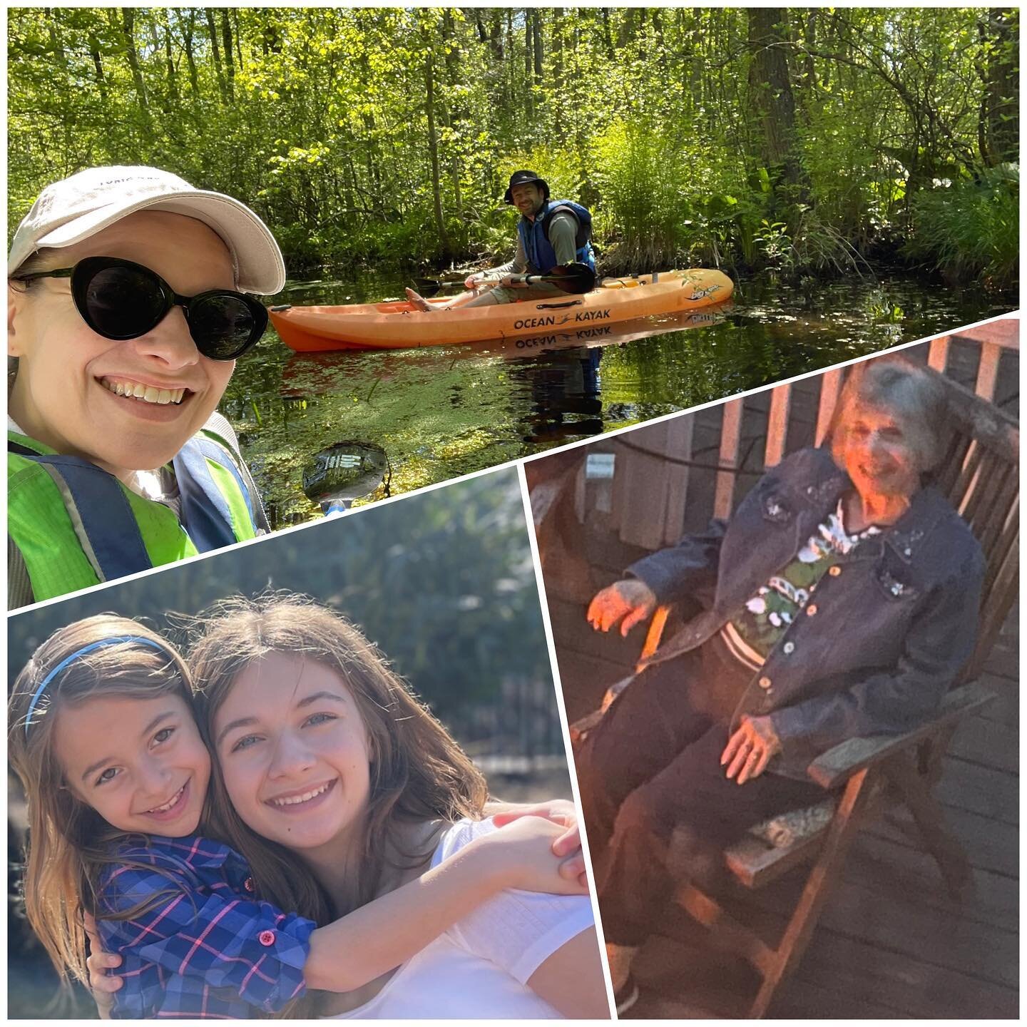 Mother&rsquo;s Day Mosaic.  Pieces of my life that feel real good! 🧩 First paddle of the season with my main squeeze this morning. 🧩 My Mom (and Pop) being here and getting to peek down at them around a nice fire. 🧩 My beautiful beautiful girls 🥹