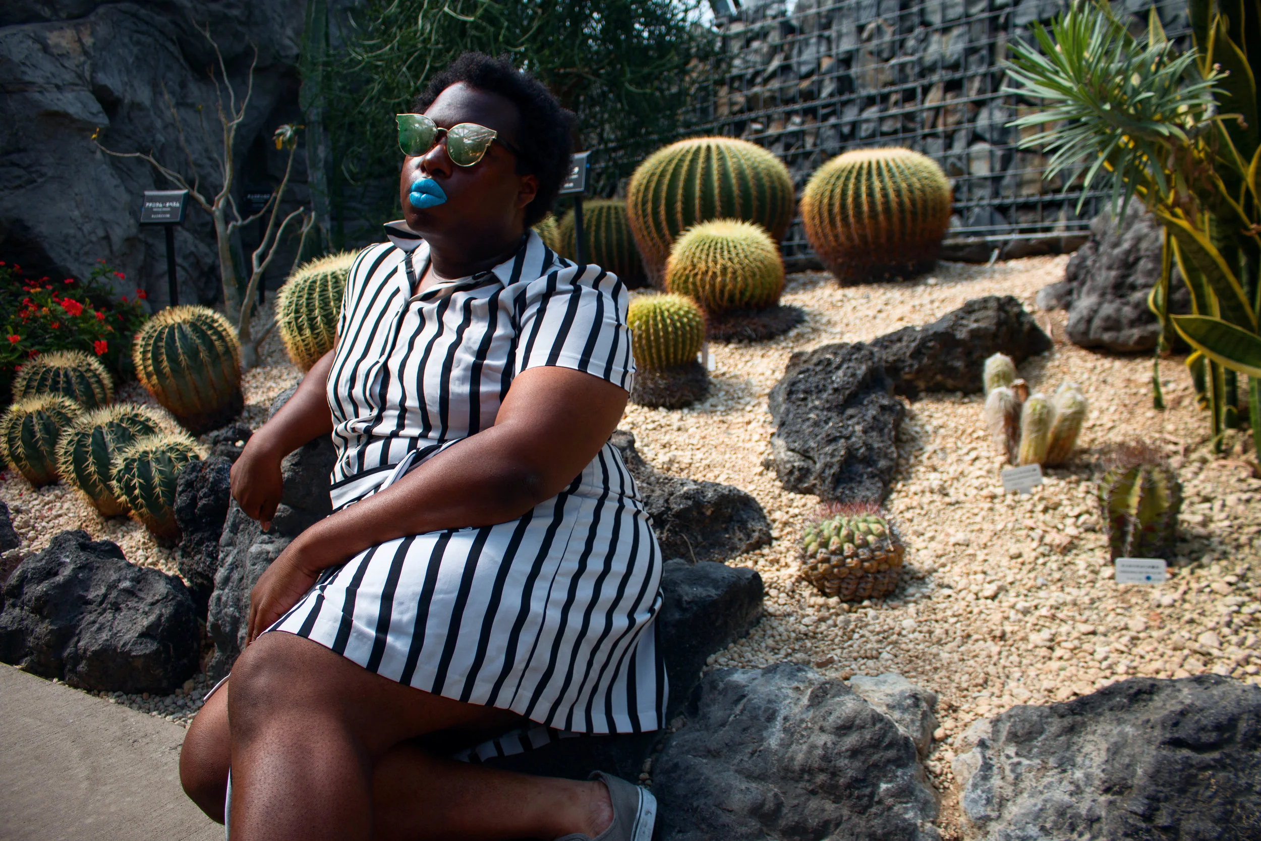 Posing with the Cacti in Shinjuku Gyoen Green House