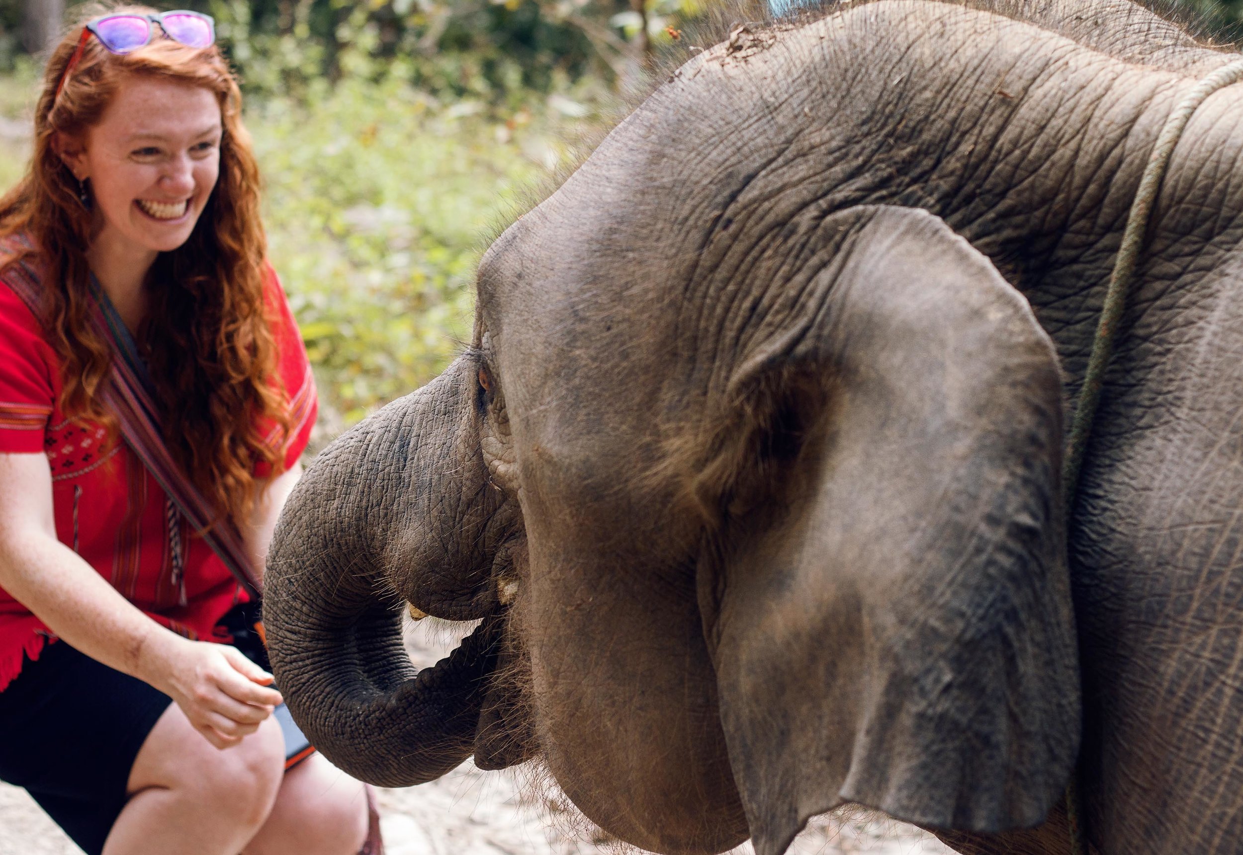 Rika with an elephant.
