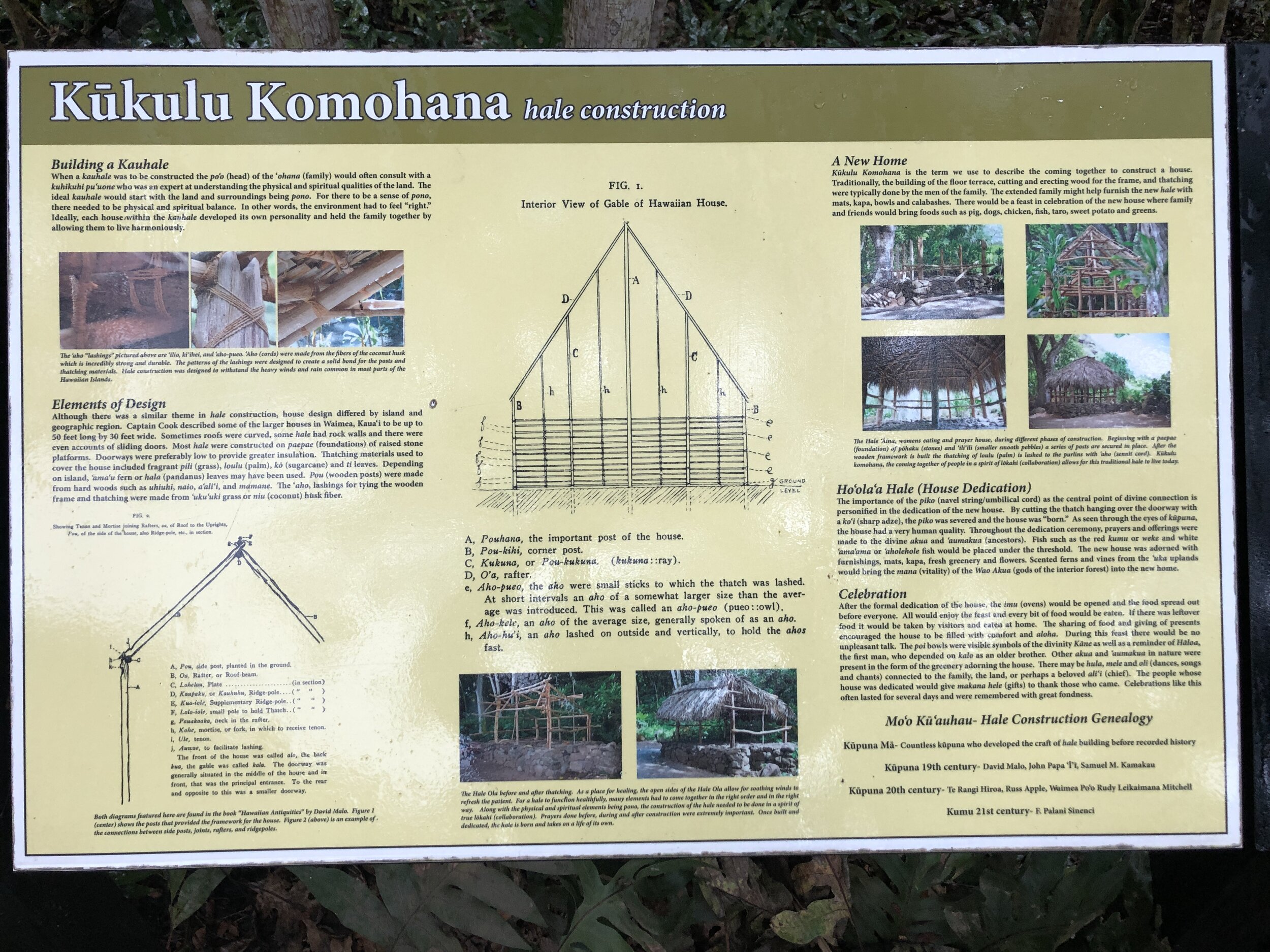  Hale construction placard in Waimea Valley 