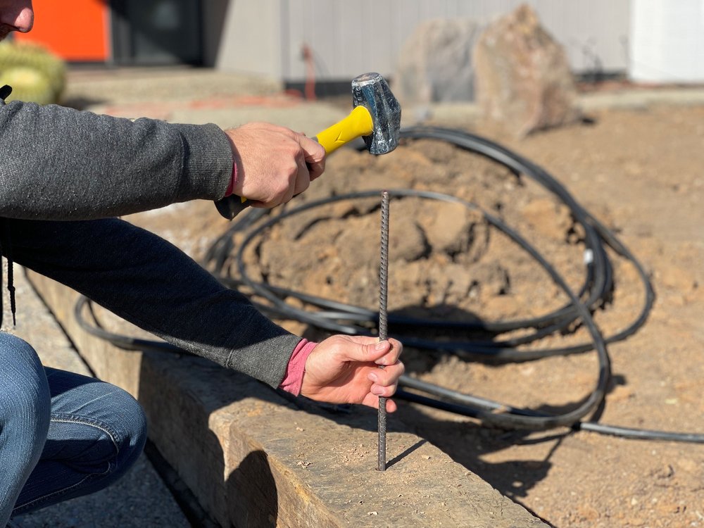  Additional support is added with steel rebar, which keeps railroad ties aligned.  