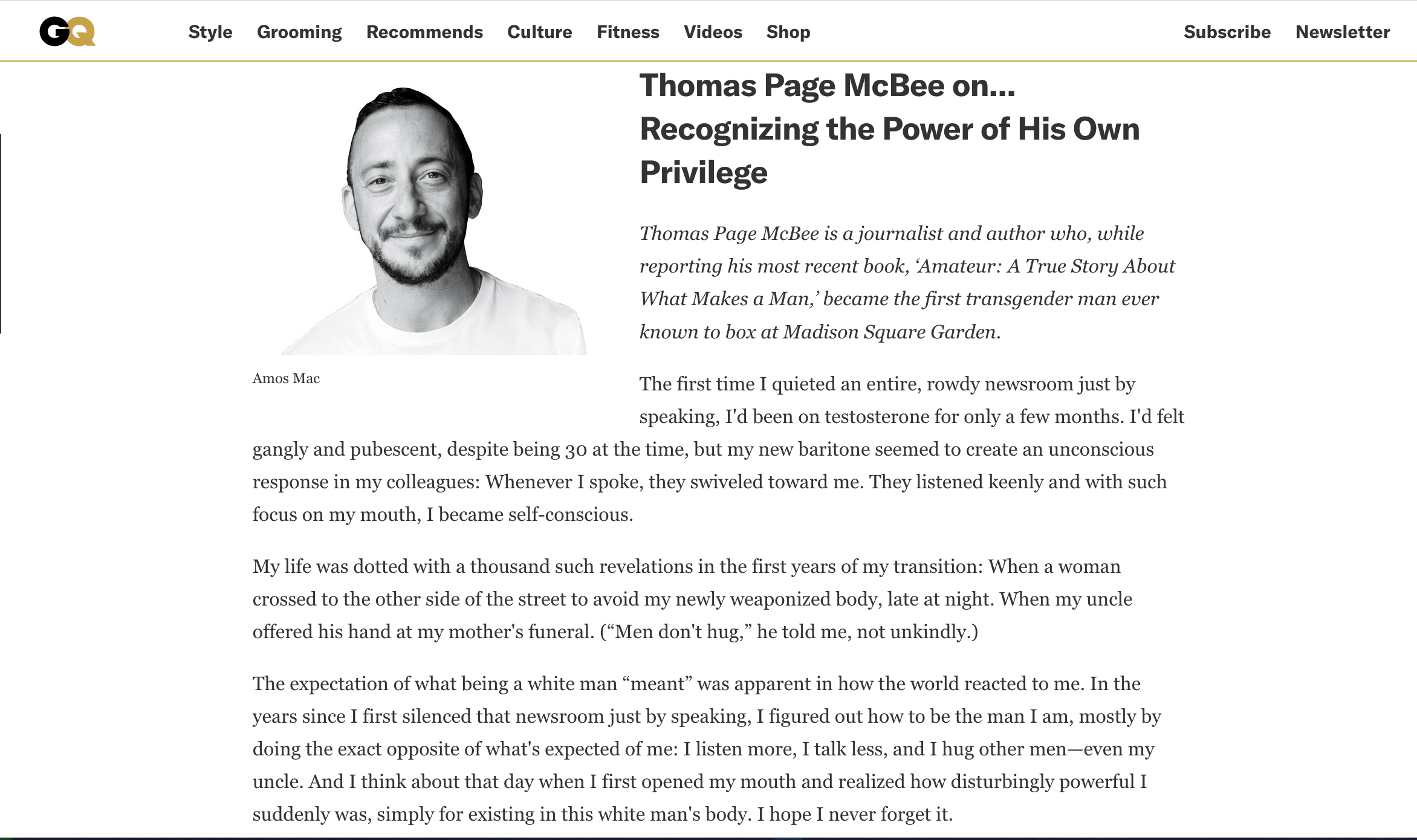 GQ’s “Voices of New Masculinity” issue