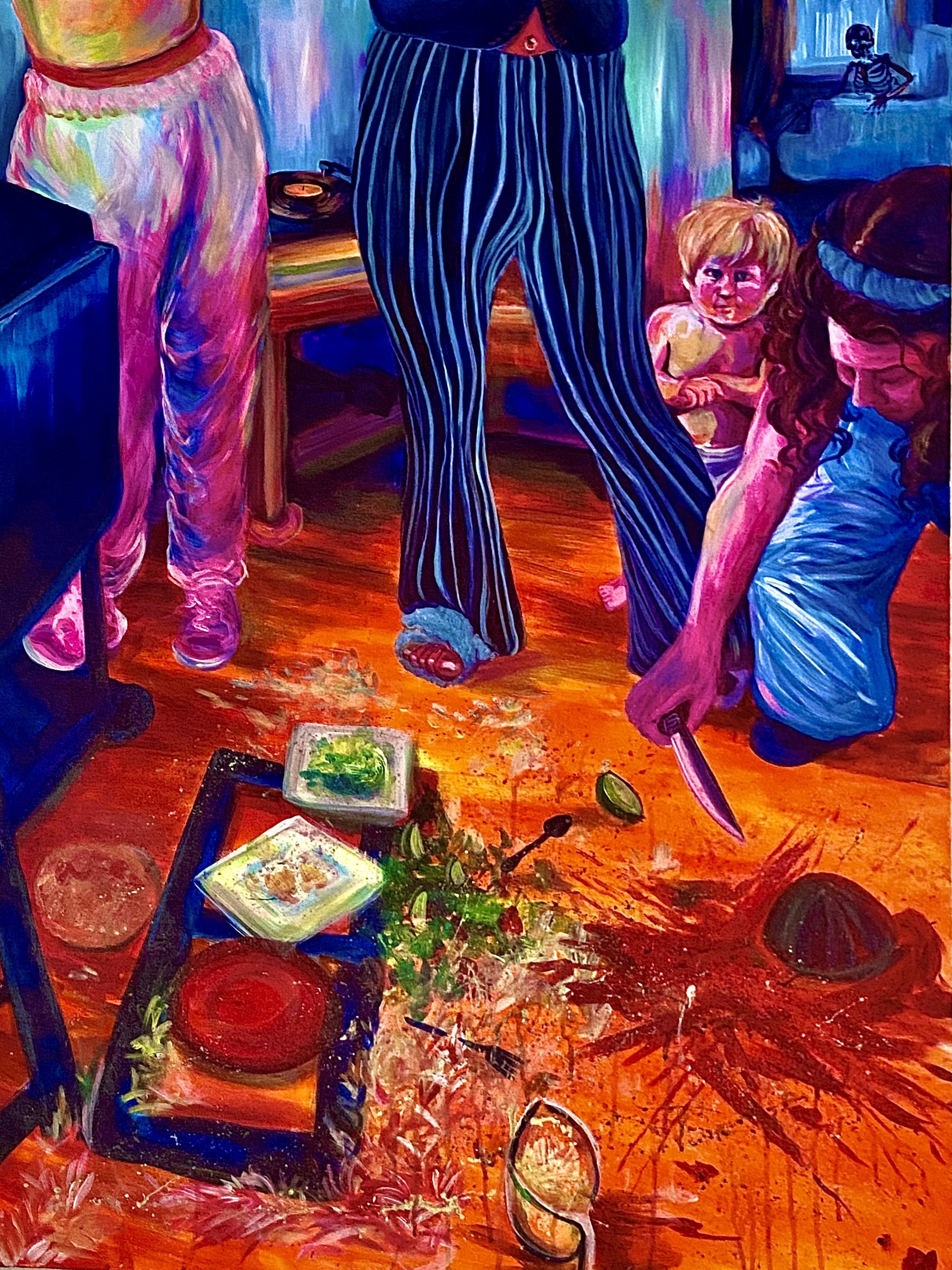 Girl Dinner. 2 x 3 ft. Acrylic on canvas. 2023.