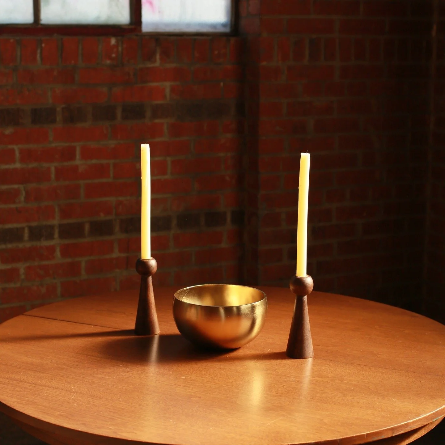 Wooden candle holders $25 / Ceremonial Pottery Barn bowl for key party $25 / What's the mood for your next holiday get together?