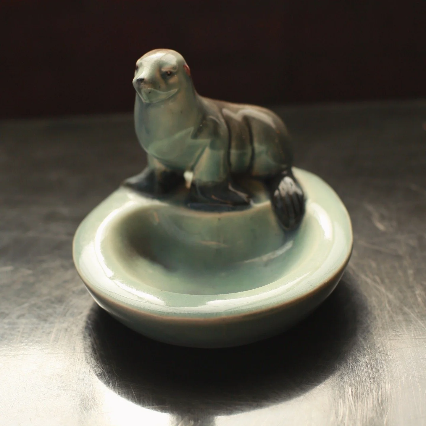 Beswick seal dish, also known as shape no. 360 or 383 designed by Arthur Gredington / I'd be Sea-Lyin' if I wasn't ashing my blunts in this rare ceramic ashtray. / $60