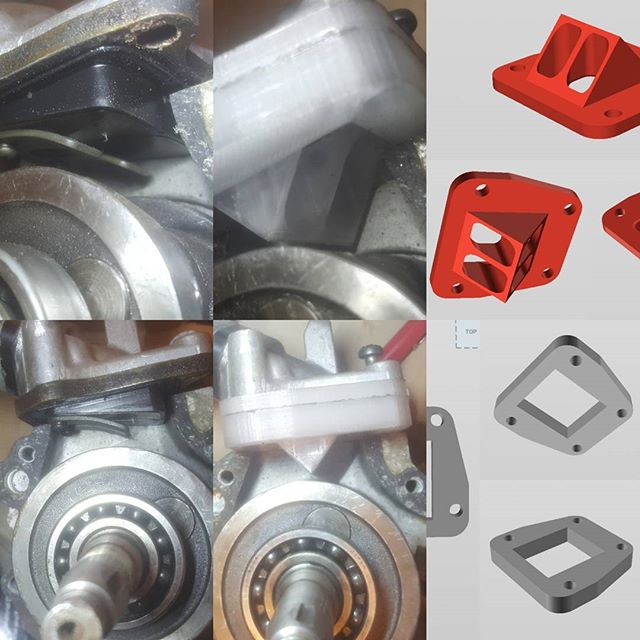 From left to right: stock, new design printed, and rendering

Finished printing the #hondahobbit 4 petal reed block, with spacer, my goal is to design a reed block that will be plug and play use on the hobbit with little to no modification needed to 