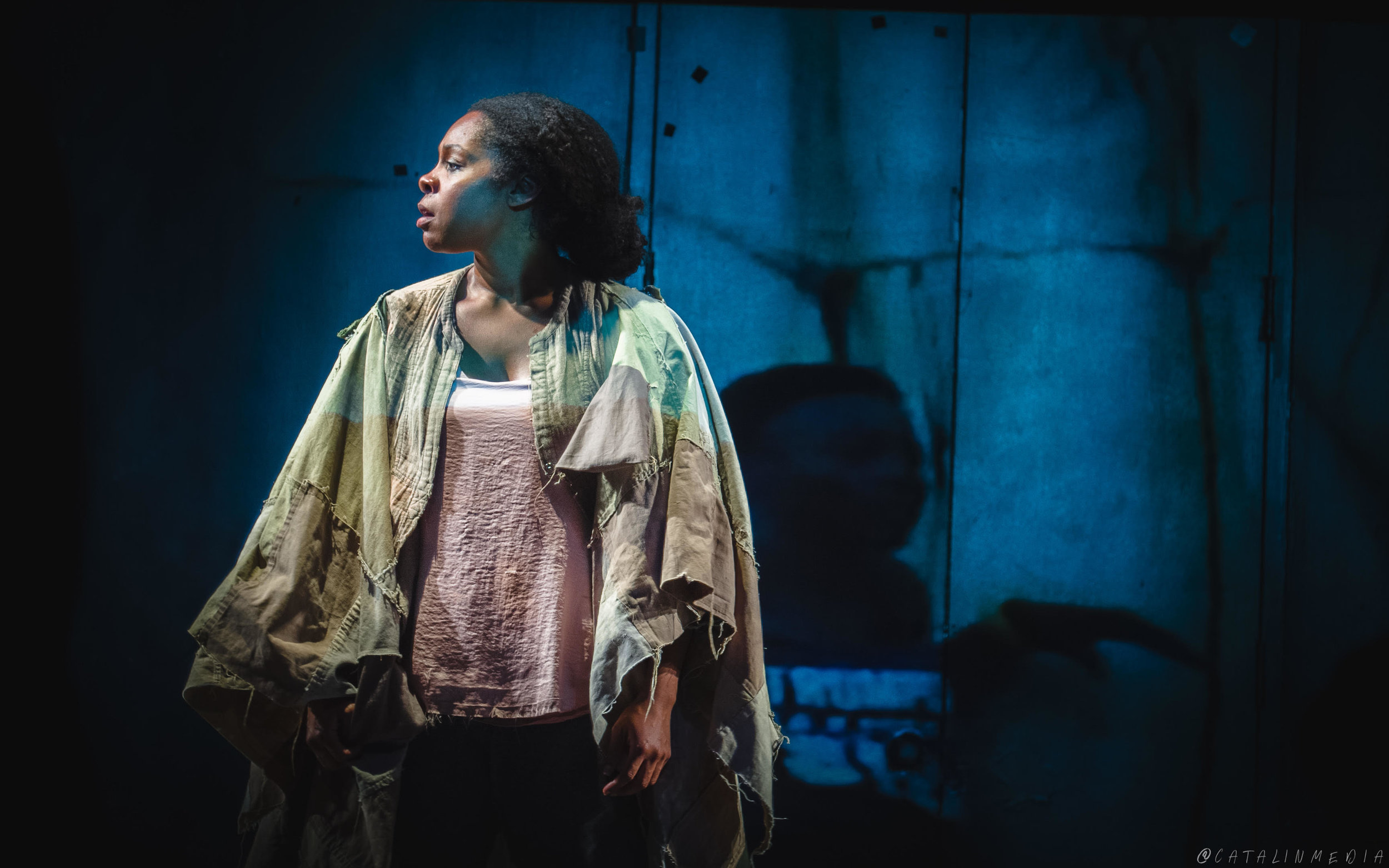  Cherrye J. Davis as Libby, a first-timer at an open mic night, in HOW TO MOURN AN AMERICAN, Rough Draft Festival, NYC 2019. Photo: @catalinmedia 