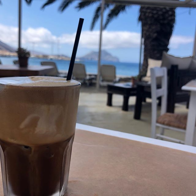 Coffee by the sea. @darlingemily @nissi_cafe #greece #greeceislands #aegeansea #amorgos  #mediterranean #coffeewithfriends