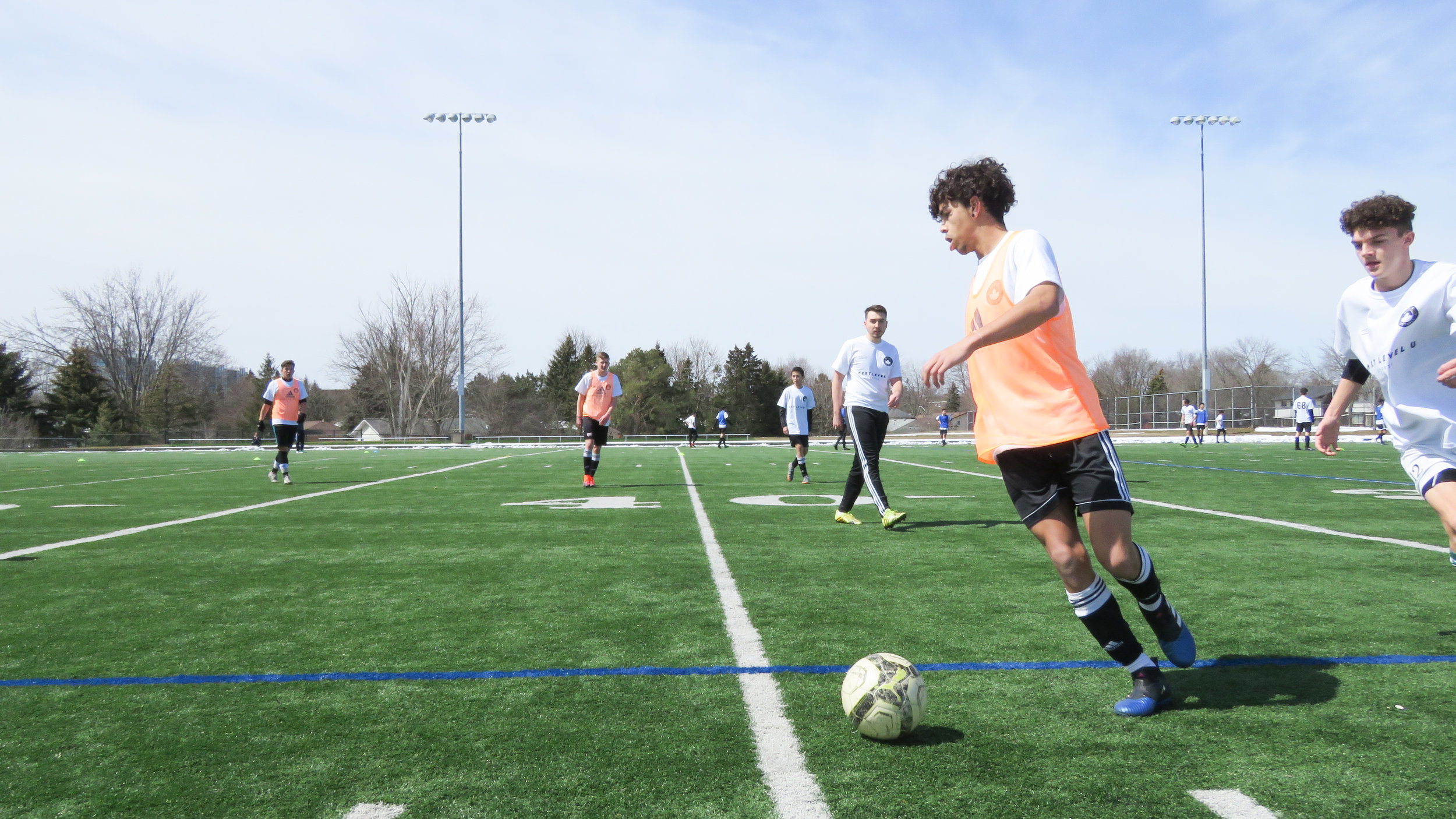 Touches on the ball.