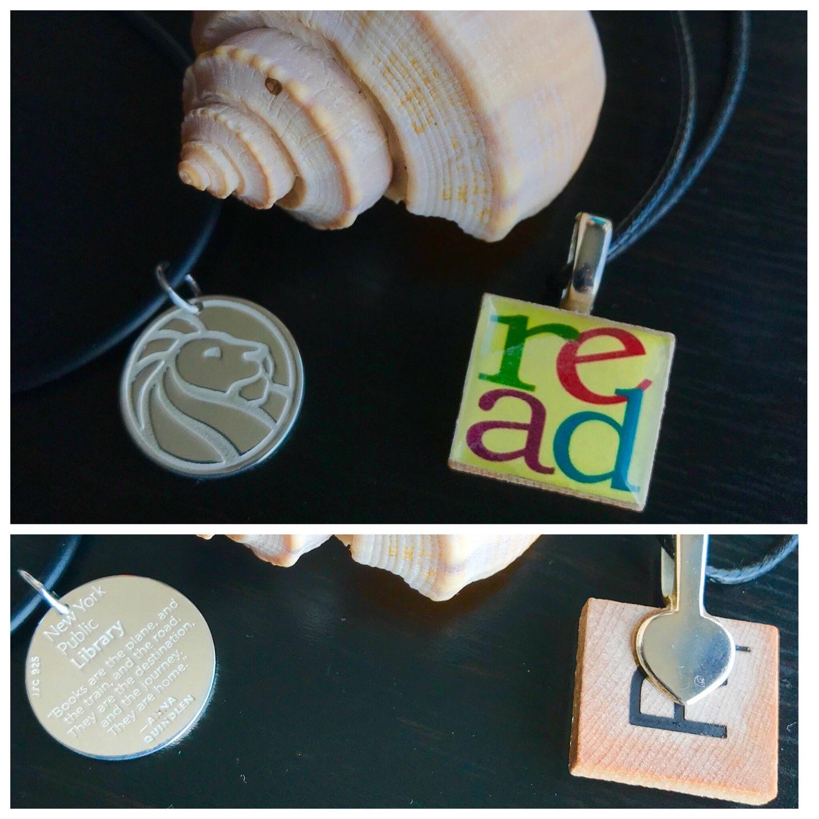 Our literary bling (necklaces).