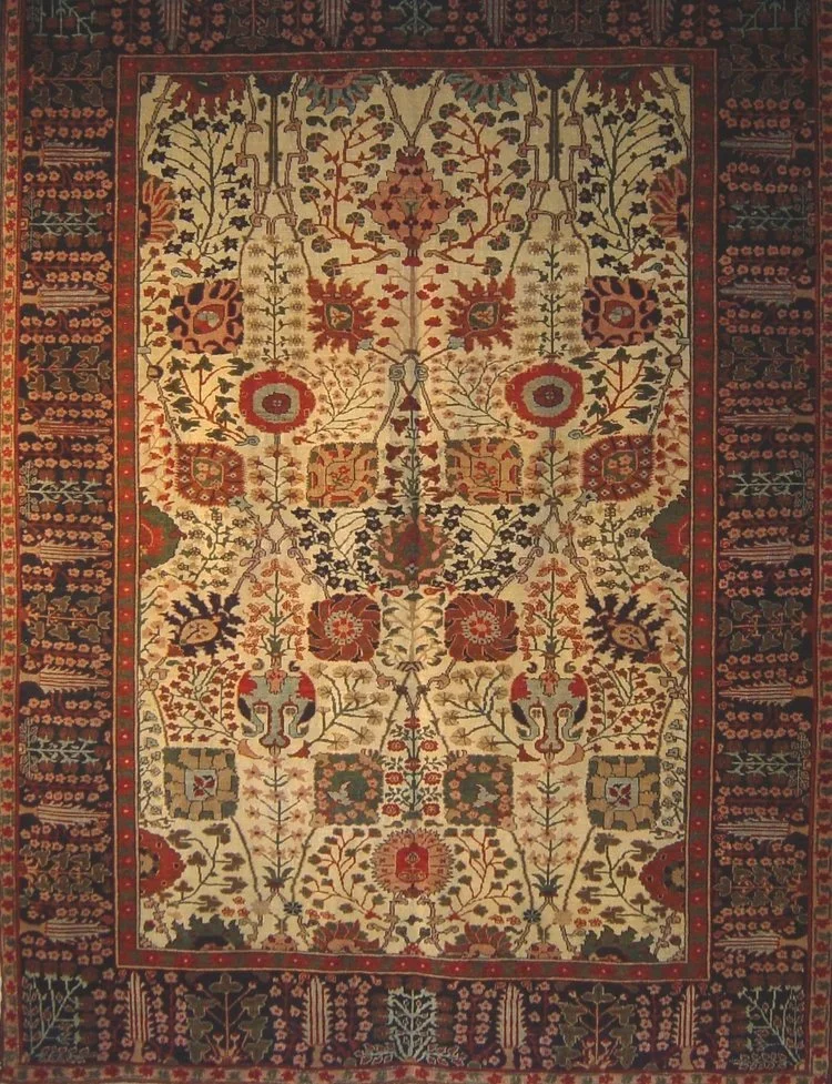 Turkish Barain Hand Knotted Rug Carpet Ivory