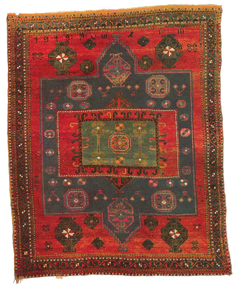 Karachoph kazak, dated 1913 and inscribed, 6'10 x 8' armenian library and musuem of america, watertown, massachusetts