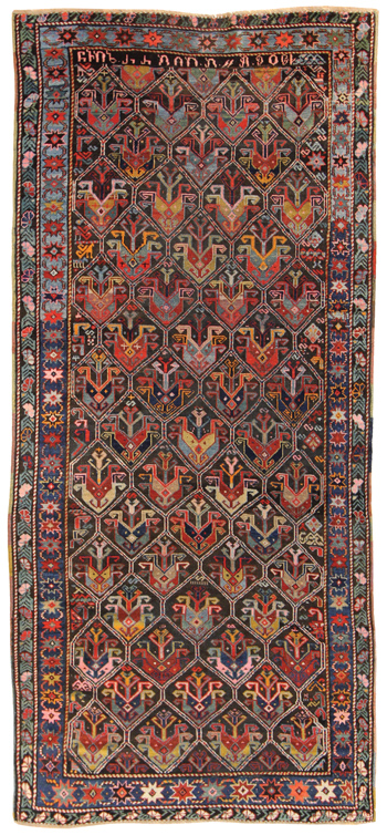 tulip karabagh, dated 1906, 4' x 9' armenian inscription: m assadourian 1906 (the orientation of the inscription is reversed.)