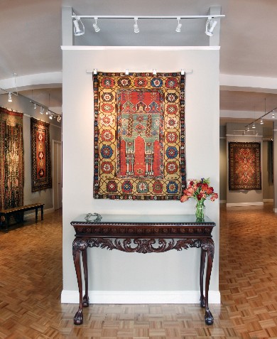 A Konya prayer rug from Anatolia, c1780 takes center stage at Art to Walk On's exhibition of antique Armenian carpets.