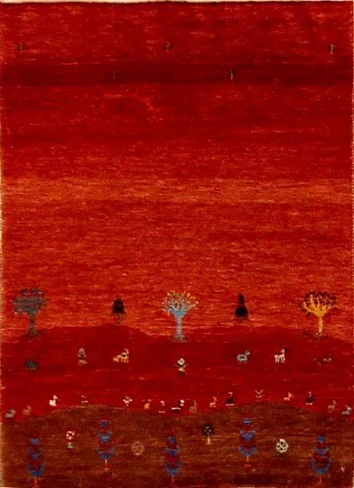 Red Tribal Landscape Gabbeh 2x3 Rug