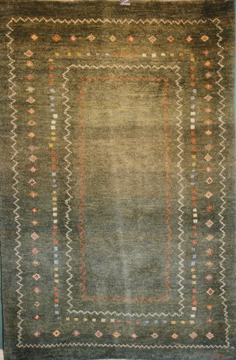 2x3 Tribal Gabbeh Green Geometric Rug