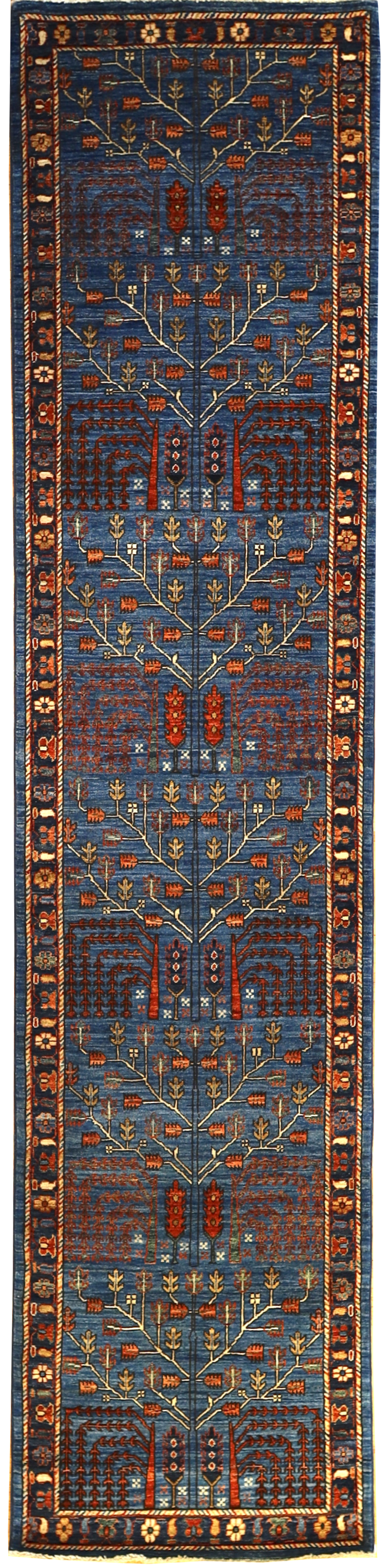 Blue Afghan Runner Rug Carpet