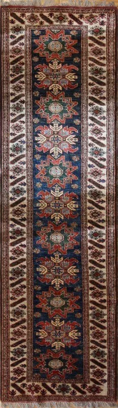 Blue Kazak Pakistan Afghan Geometric Runner