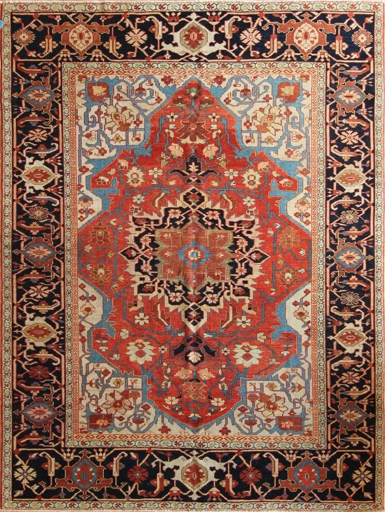8 x 10 Turkish Heriz Hand KNotted Rug Carpet Serapi Persian