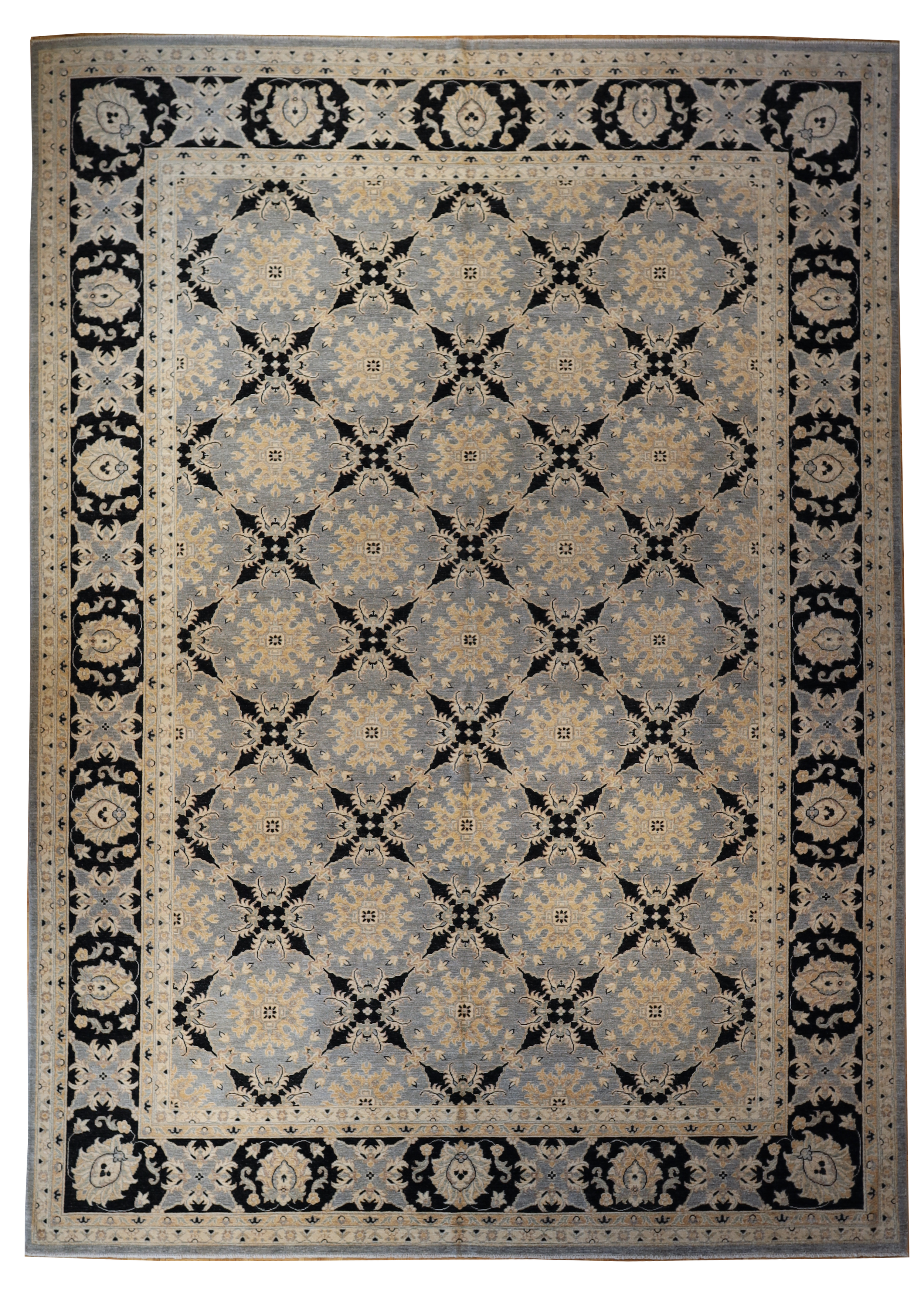 10x14 Afghan Blue Grey Black Hand KNotted Rug Carpet