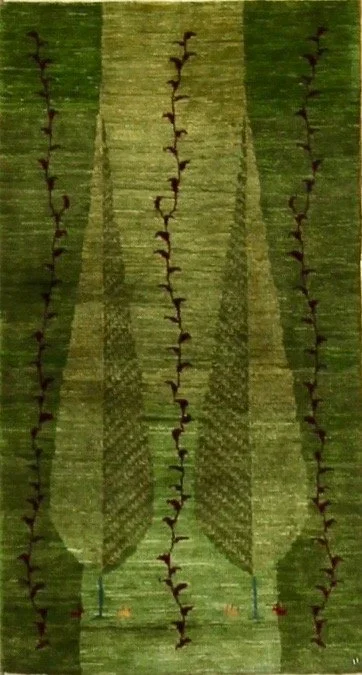 3x5 Runner Gabbeh Persian Green Rug Carpet