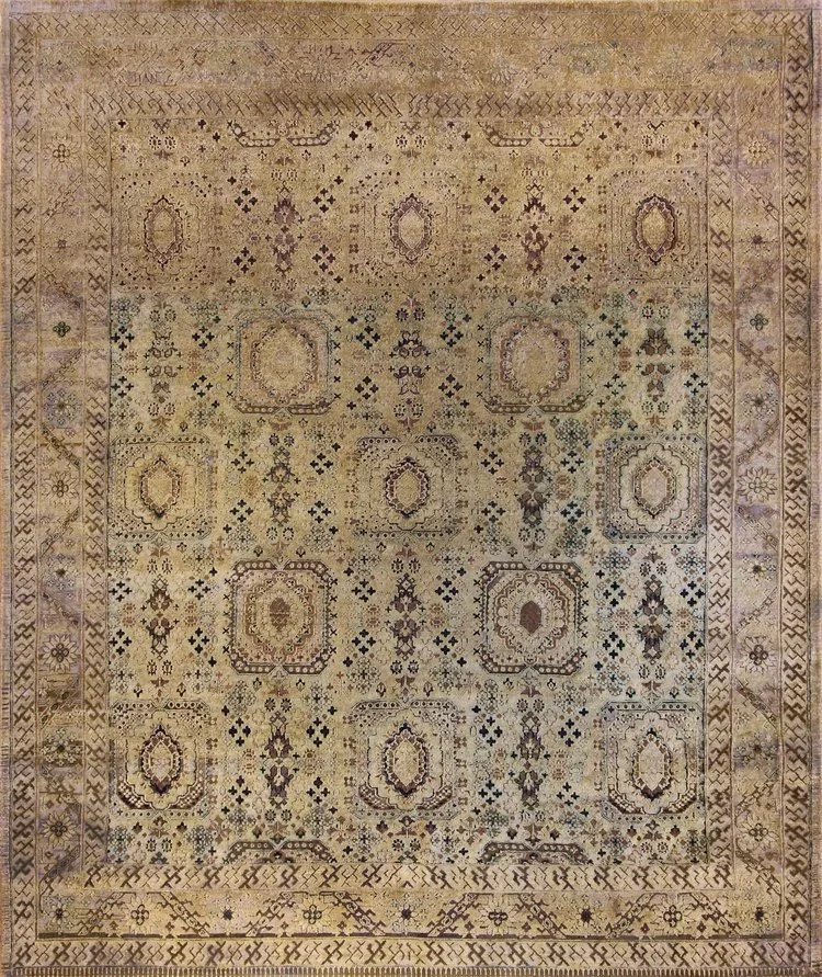 8 x 10 Silk &  Wool Japir Hand KNotted Rug India