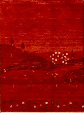 Persian red Gabbeh Landscape Rug
