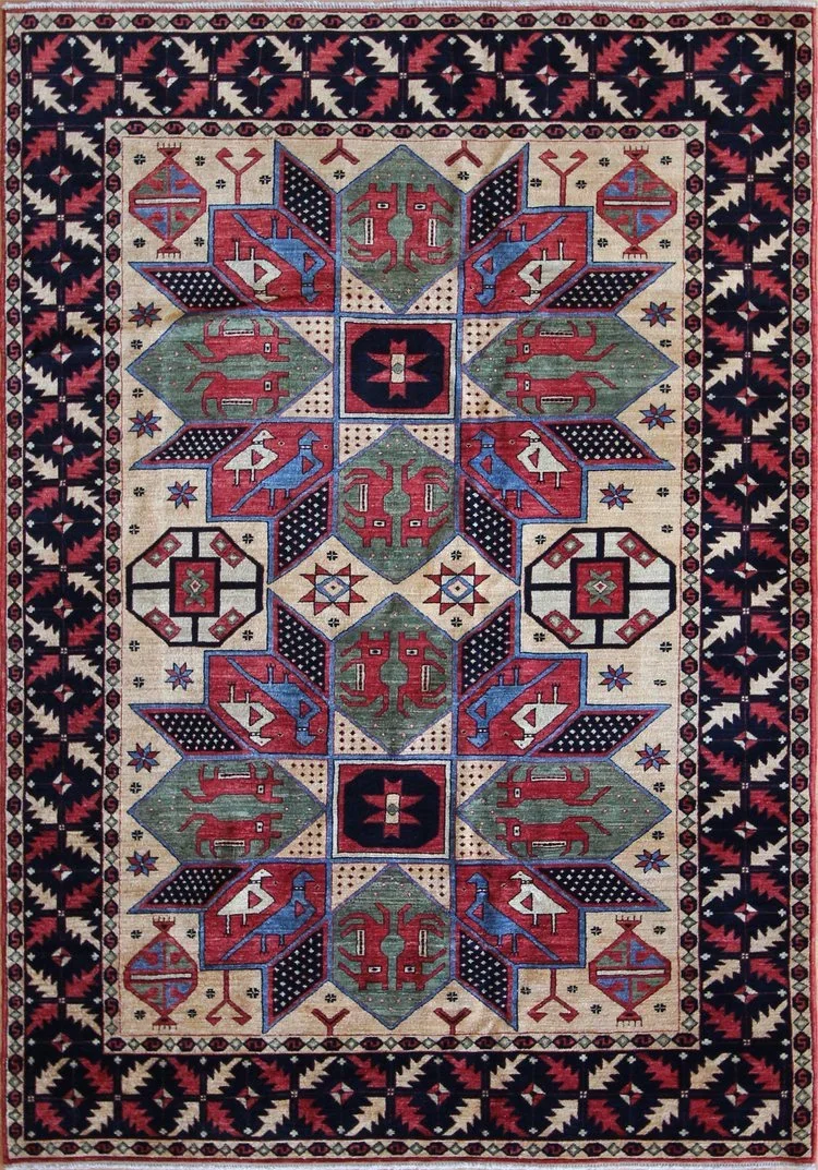 5x8 5x7 Tribal Eagle Afghan Hand Knotted Rug Carpet