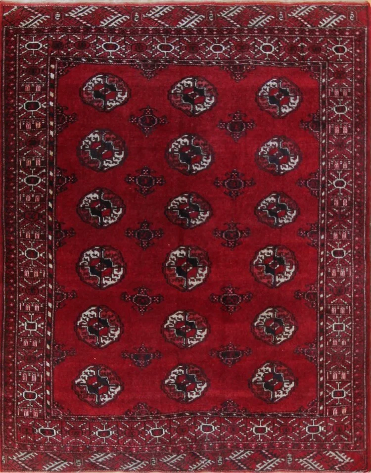 Tribal Antique Turkoman Bokara Wool Carpet Rug