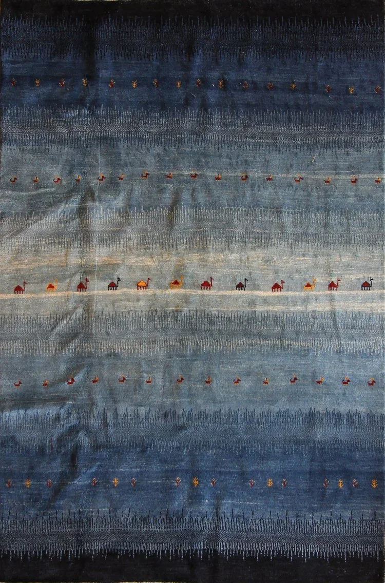 5x8 5x7 Gabbeh Persia Tribal Blue Rug Carpet