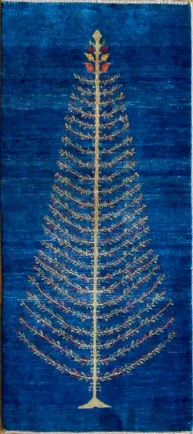 Gabbeh Blue Runner Rug Carpet Tree