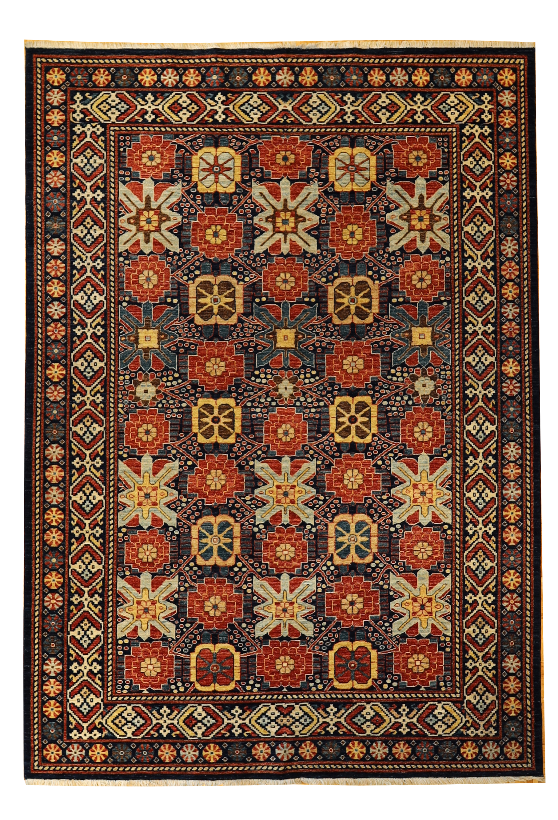 Afghan Mahal Wilt Blue Geometric Rug Carpet