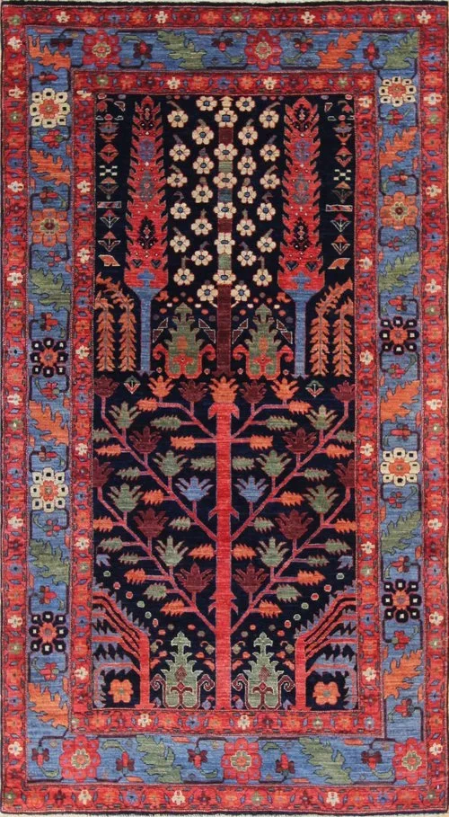 James Opie Afghan Tribal Blue Wool Rug Carpet