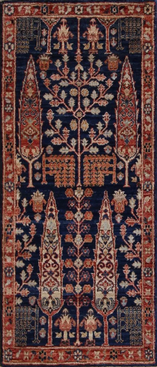 Afghan Runner Blue 3x5 Rug carpet