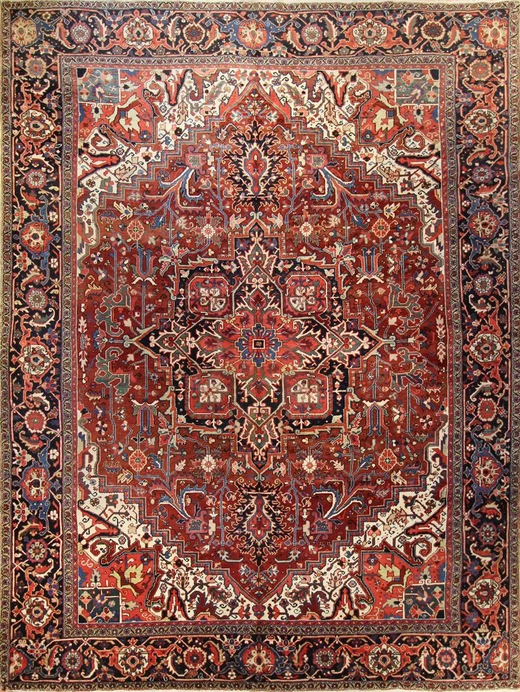Persian 9'x12' Heriz Hand Knotted Antique Rug