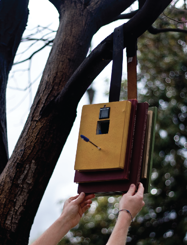 (re)tweet is designed using salvaged objects composed insuch a way that it will entice birds to nest within.