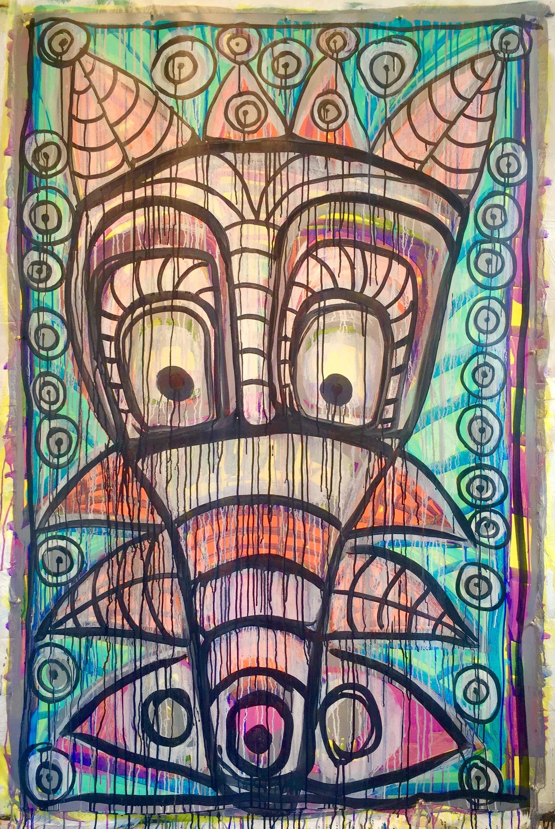 Juan Alonso-Rodríguez, Leafy Snout, 2017, acrylic on paper, 66" x 45"