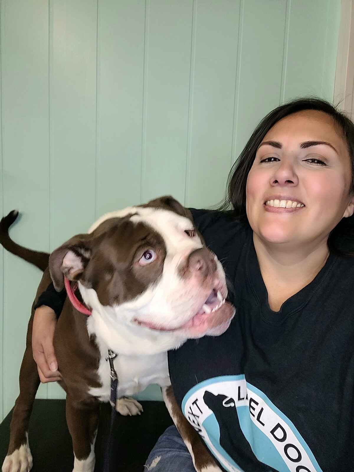 Rebecca and Achilles the dog