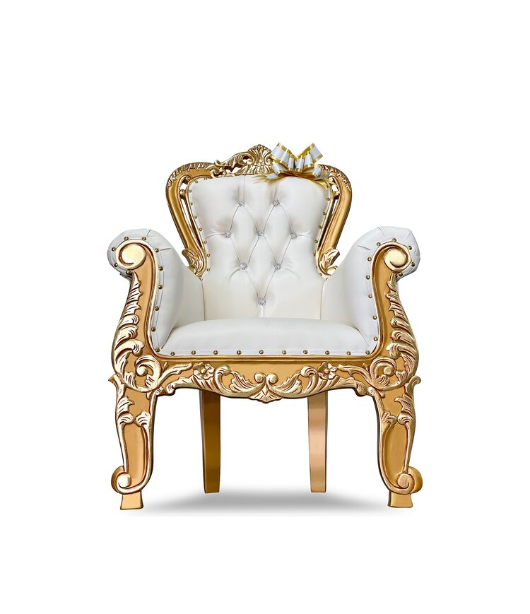 Toddler White and Gold Throne Chair