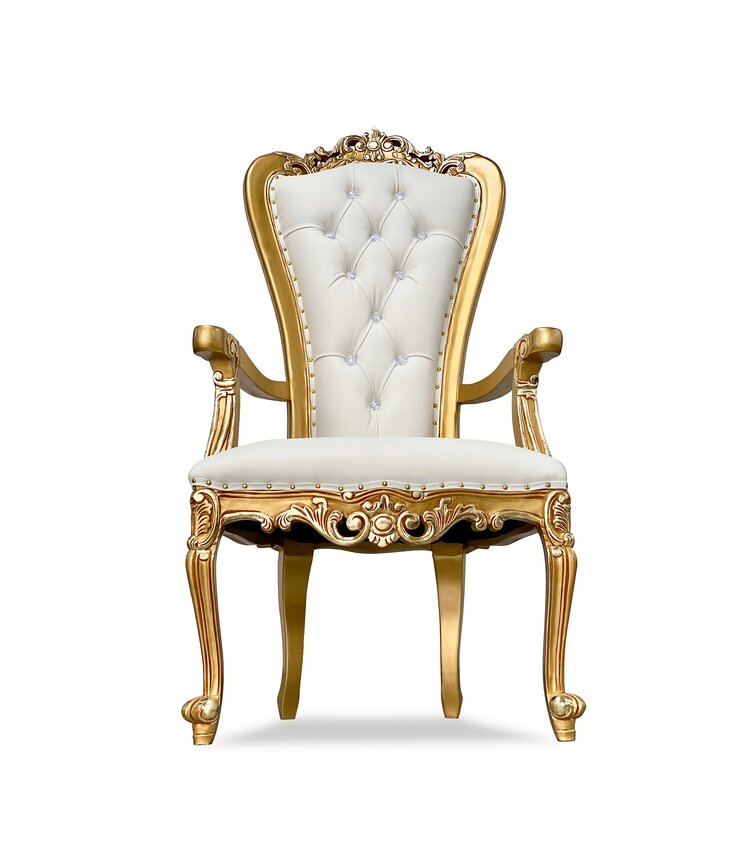 White and Gold Throne Arm Chair