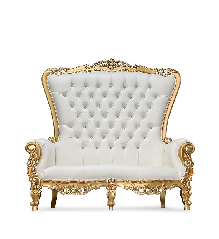 White and Gold Double Throne Chair