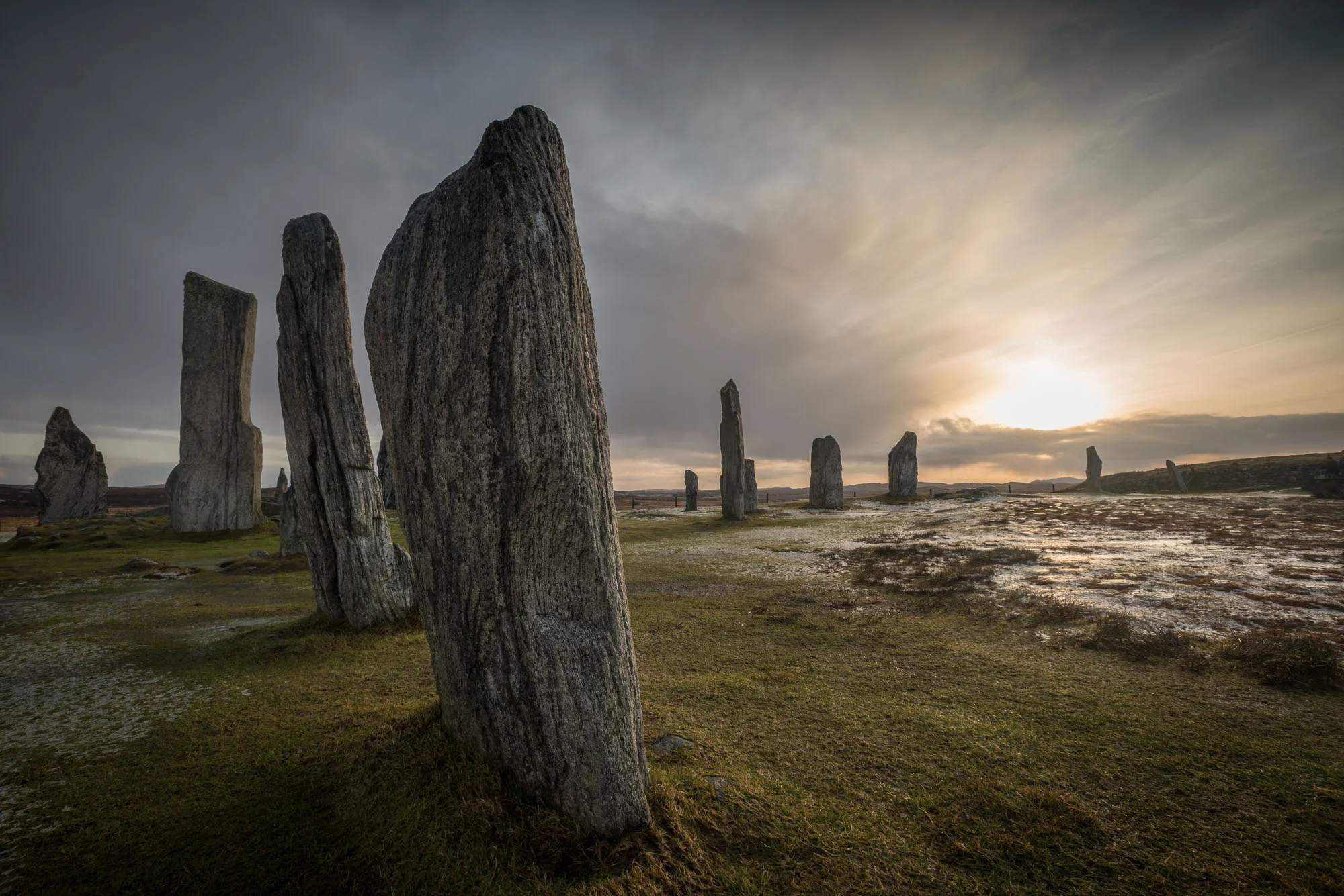 Callanish dawn with stones and shadows