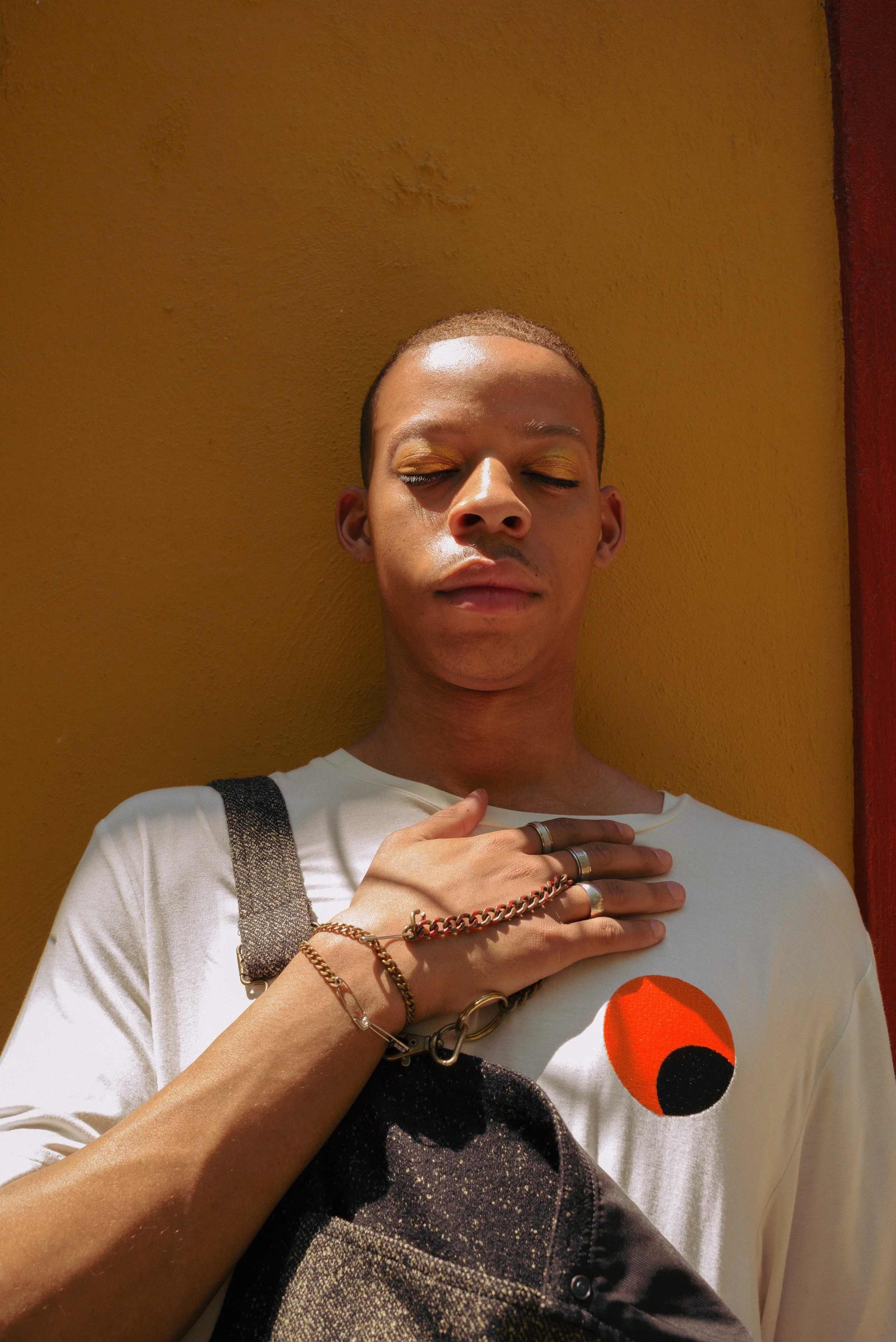 full look by Rochambeau Photographer: DIego Palomino, MUA: Nana Hiramatsu, Model: Joel Kelly 
