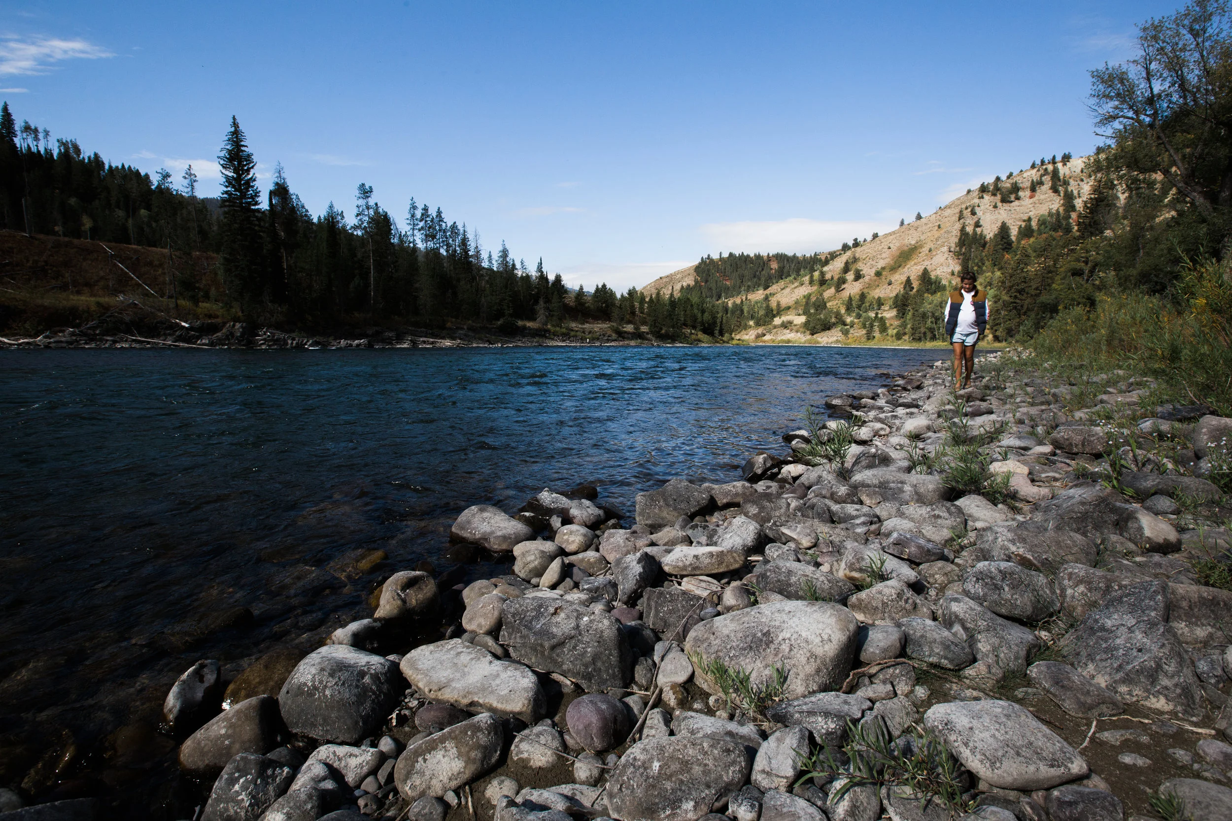 Turns out the snake river is aptly named. Moments after this photo was taken, a small foot sized snake swam out of the river at me, only to be followed by a large brown leg-sized one.