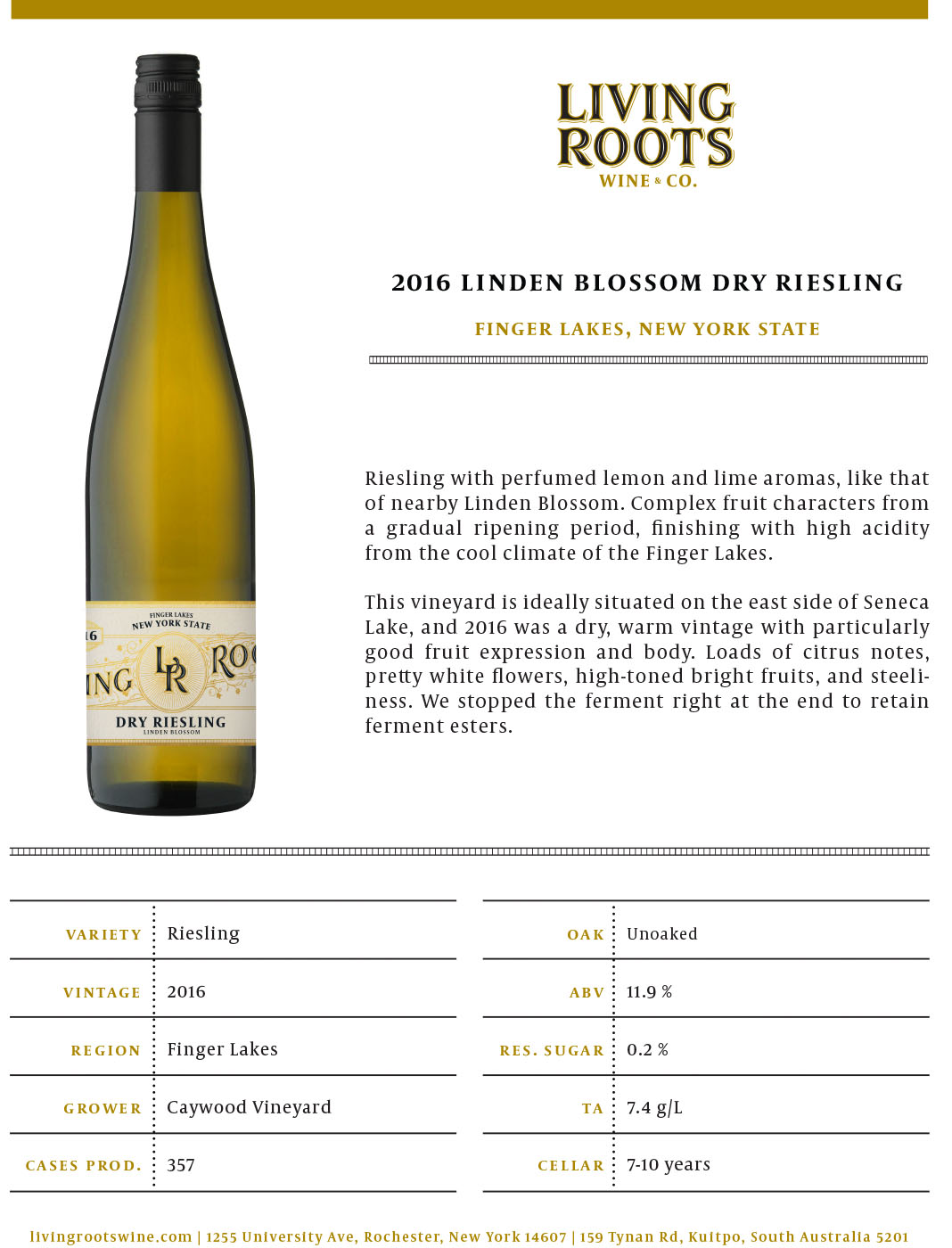2016 linden blossom dry riesling
