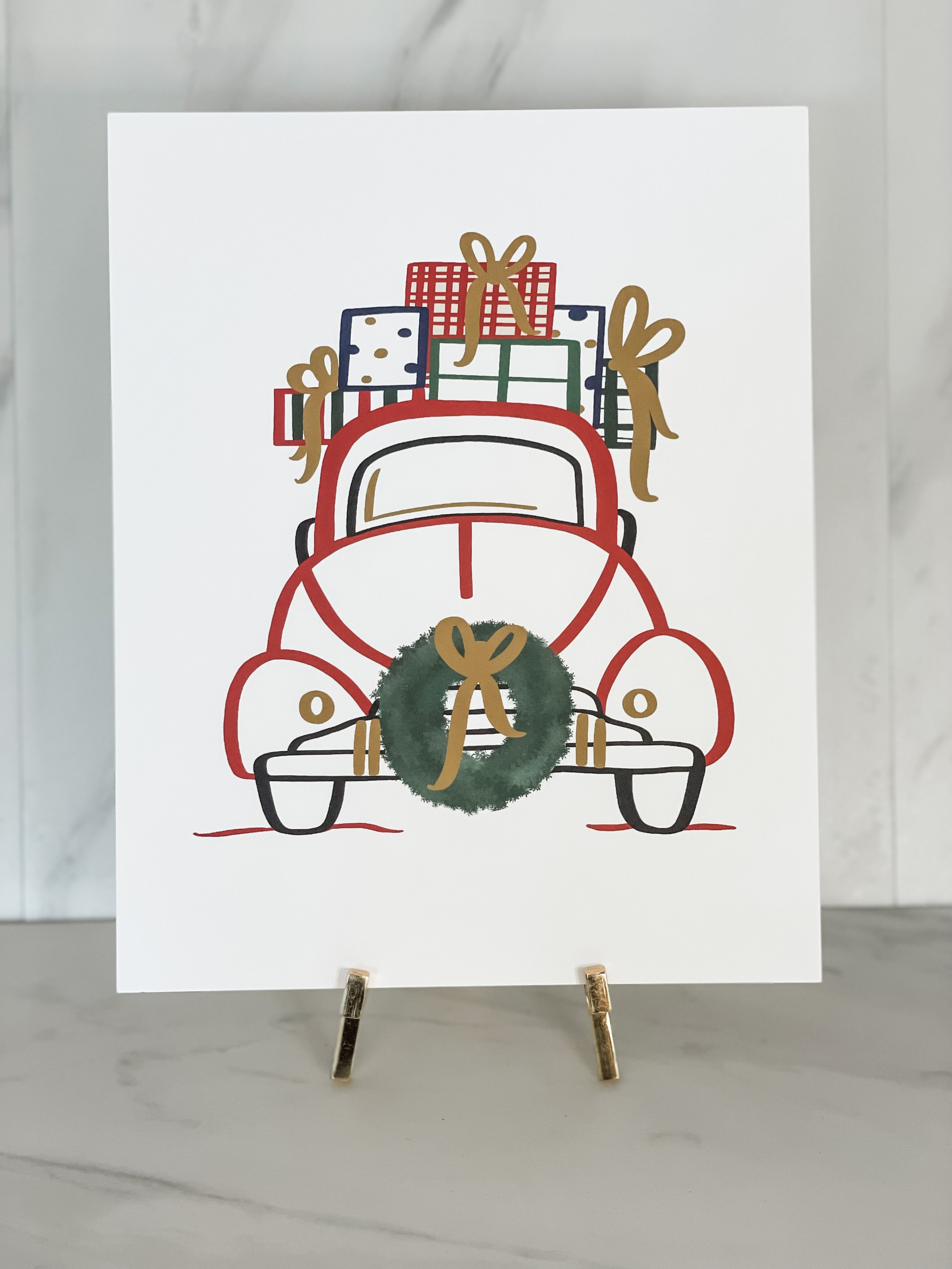 Christmas car with presents art print Hero.jpg