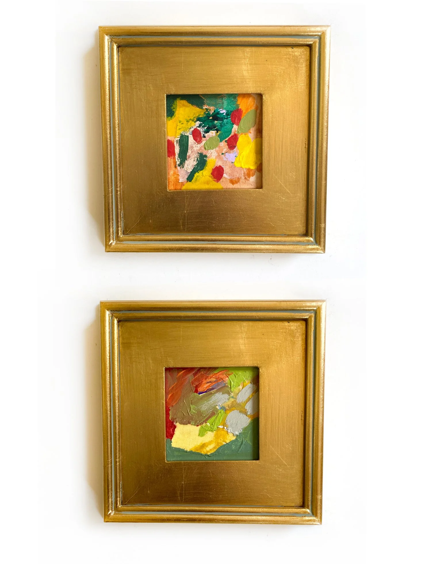 Sunflowers and Apples Pair of Framed Mini Paintings