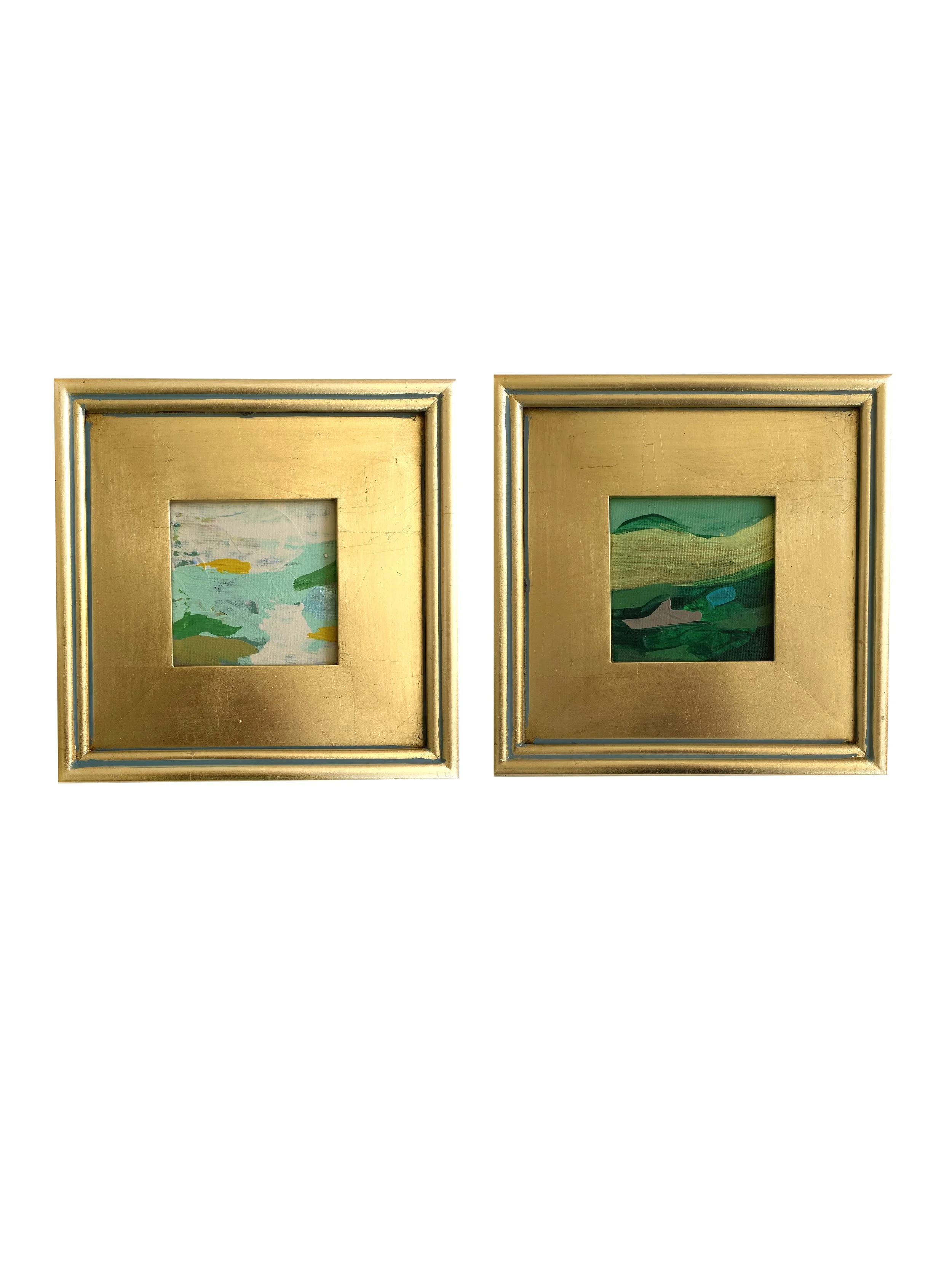 Green Landscape Pair of Framed Mini Paintings