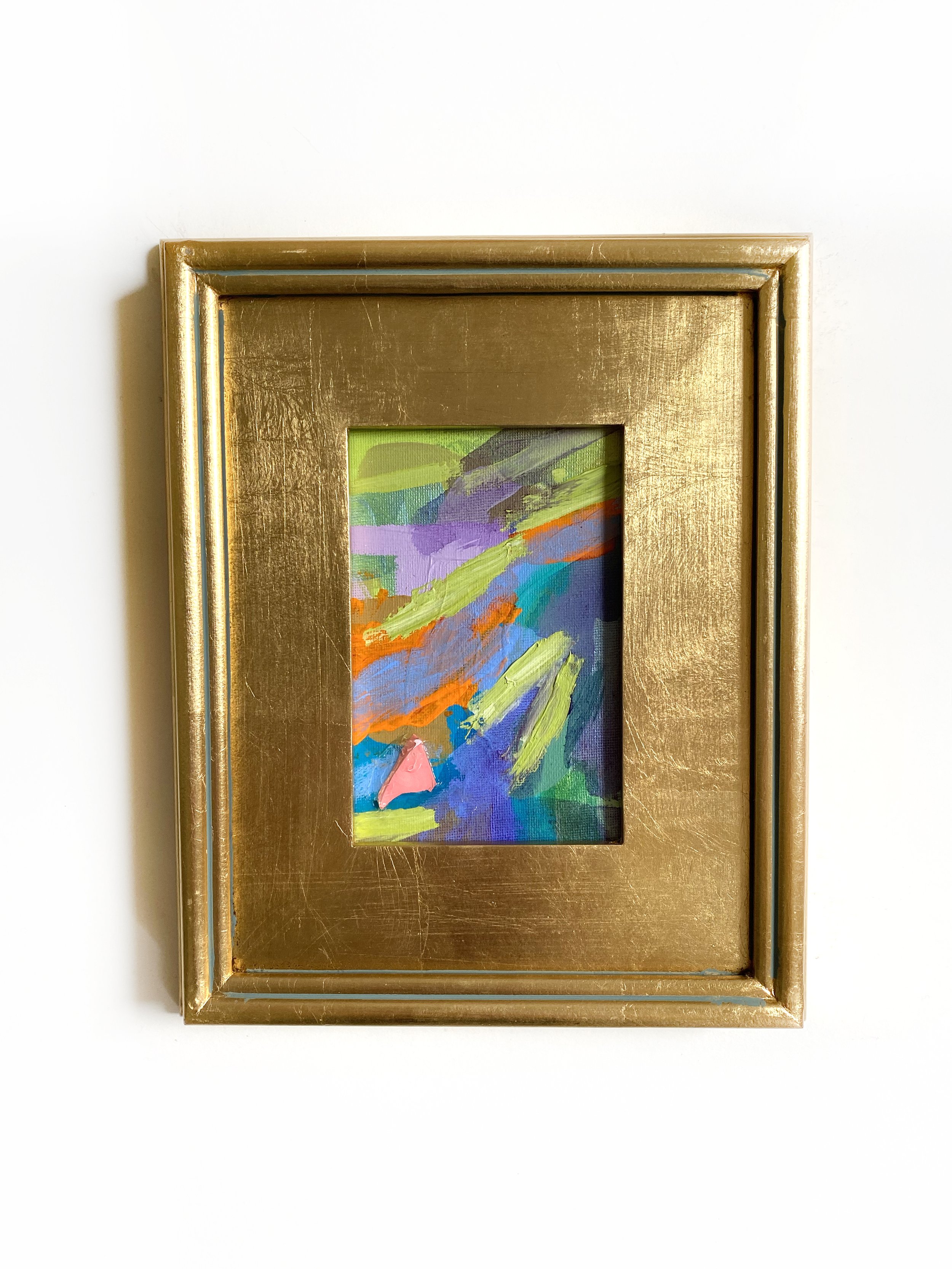 Chartreuse and Periwinkle Mini Painting on Canvas